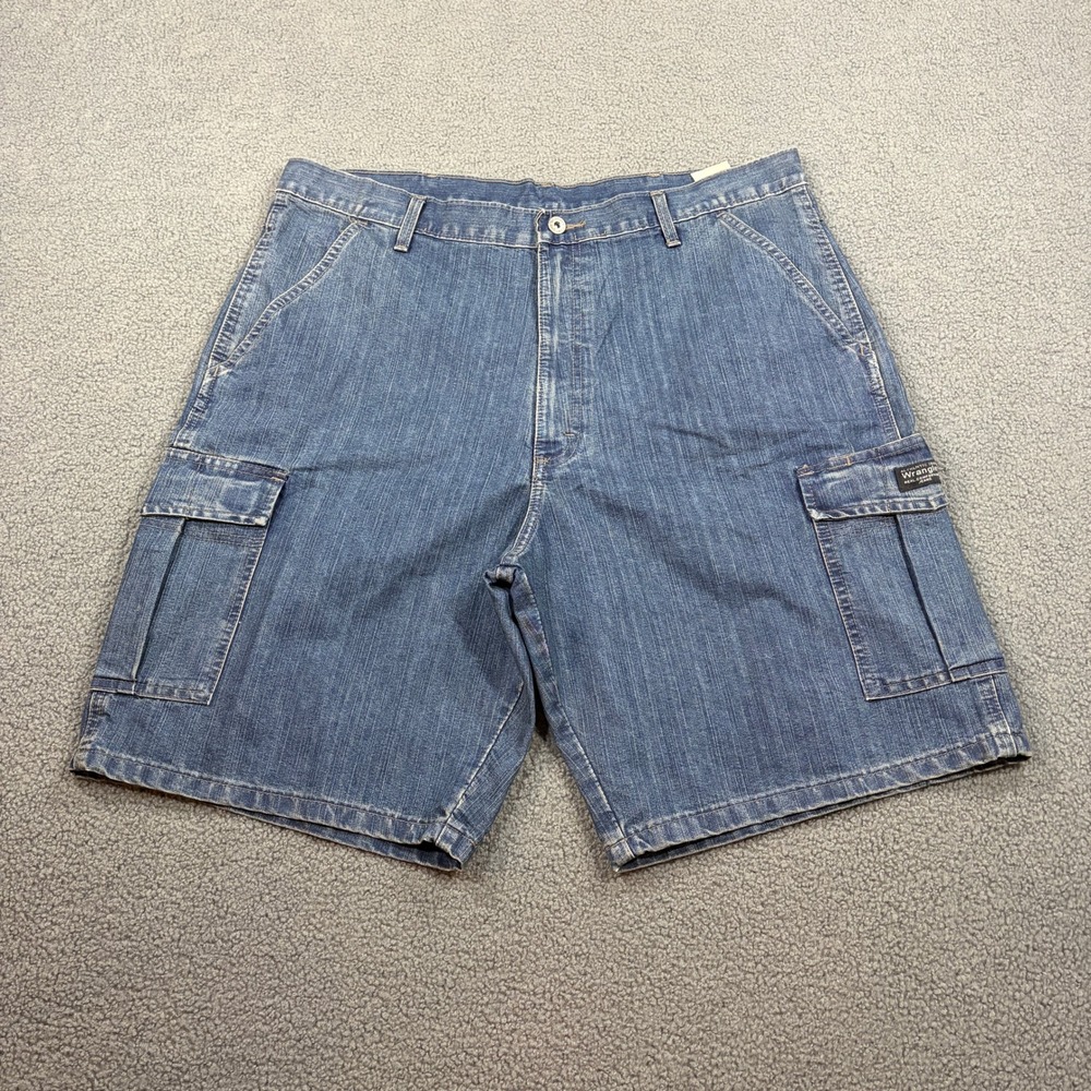 Wrangler Cargo Shorts Mens 38 Blue 60MSWMS Denim Authentic Issue Utility Relaxed